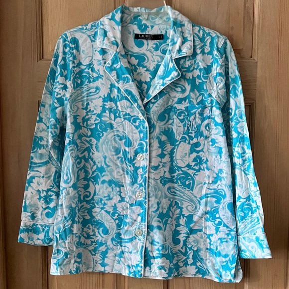Lauren Ralph Lauren Other - Lauren Ralph Lauren Blue and White Button Down Pajama Top